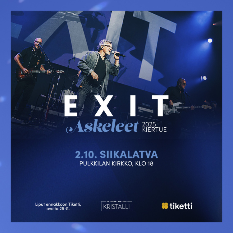 EXITIN konsertti klo 18.00 EXIT Pulkkilan kirkossa 02.10.2025
