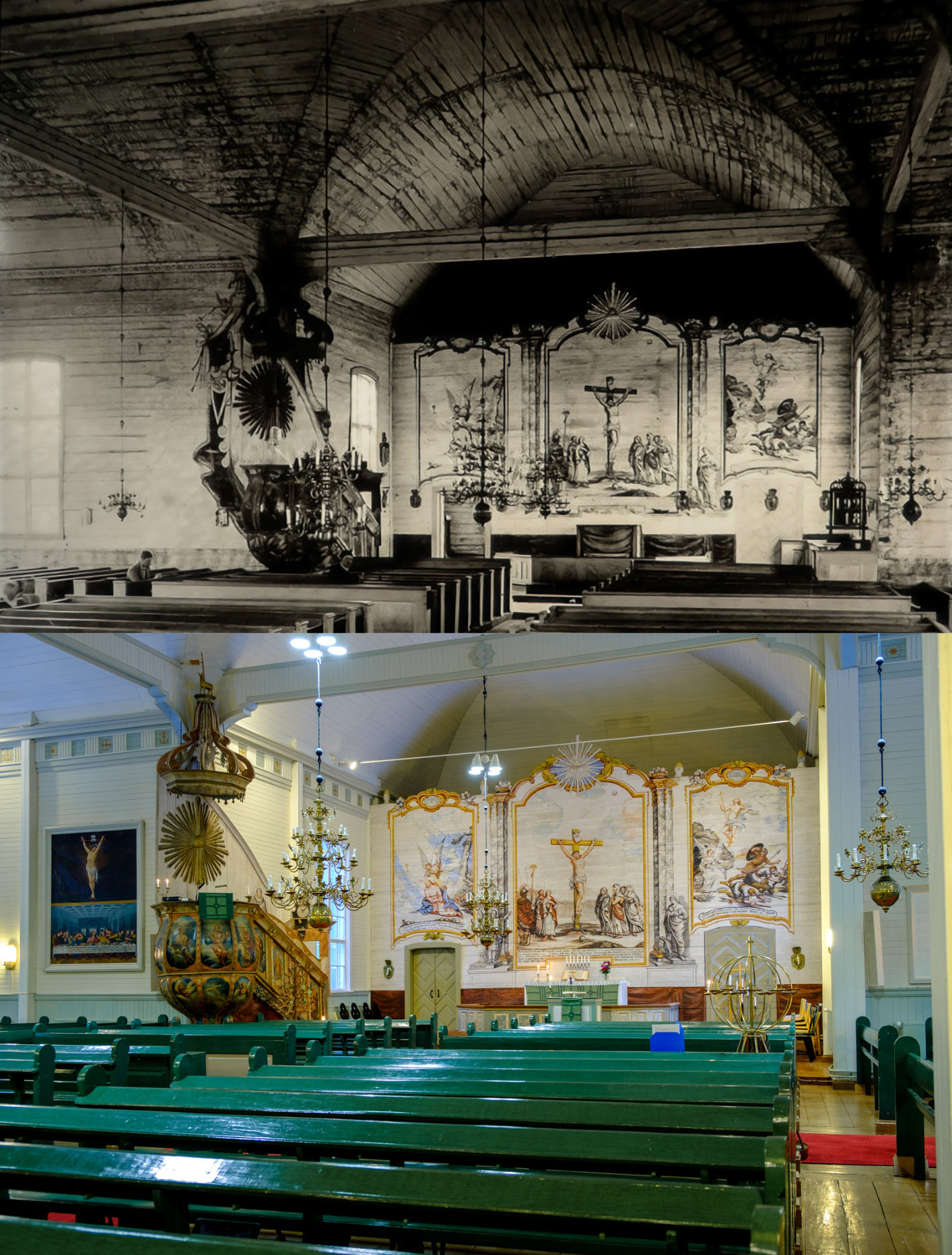 Rantsilan kirkko ennen ja jälkeen.jpeg